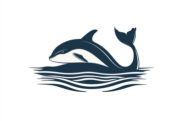 Obraz premium Dolphin Swimming Gracefully in Calm Ocean Waters Illustrating Marine Life