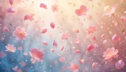Delicate Pink Blossoms Falling Gracefully Springtime Floral Background
