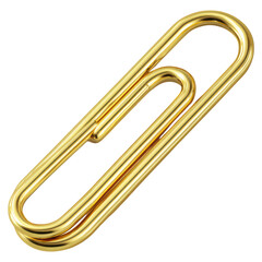 Golden Paper Clip isolated on transparent background.