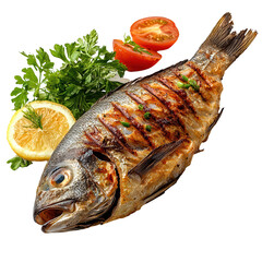 grilled fish png barbecued fish png fish fillet png seafood grill png transparent background image