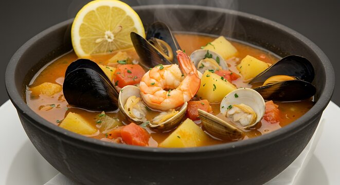 Seafood Stew with Mussels Shrimp and Clams