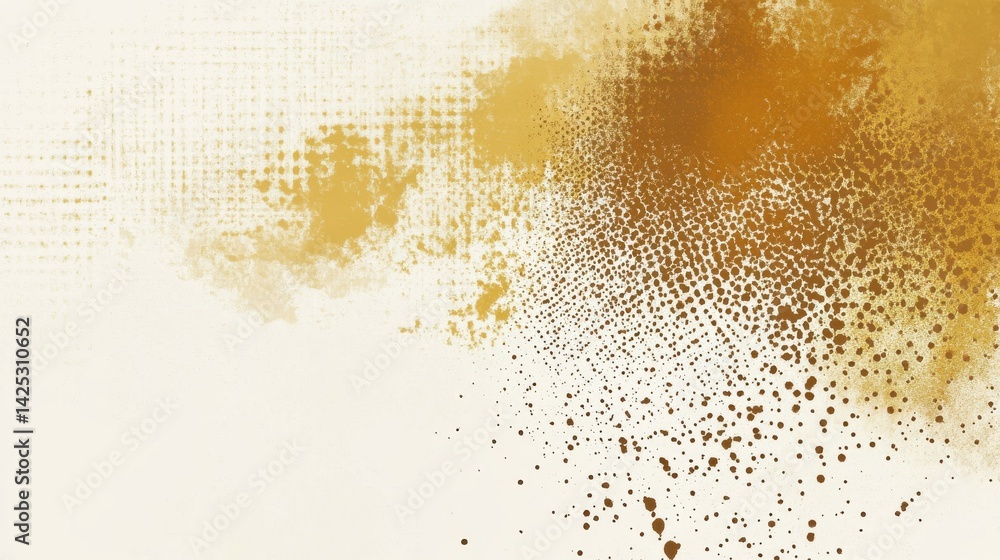 Poster abstract mustard yellow gradient design with dotted halftone effect fading into a textured off-white