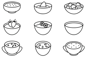 gazpacho line art elegant culinary sketch for print