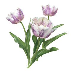 Obraz premium Spring Tulip Flowers 3D Render – Isolated on Transparent Background for Floral