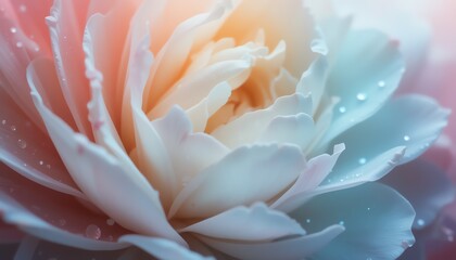 Obraz premium Delicate Pastel Flower Petals with Water Droplets Close Up Macro Shot