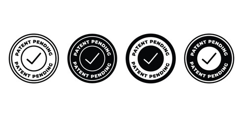 Patent Pending Icons Black and White Checkmark Seals Vector Design
