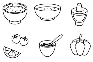 gazpacho line art illustration in minimalist food style