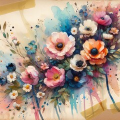 with paint blooms tape marks along