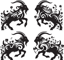 create goat Silhouette Vector with white background