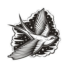 Vintage Swallow Tattoo Design