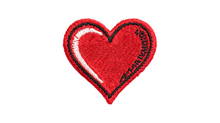 Embroidered Red Heart Patch isolated on transparent background