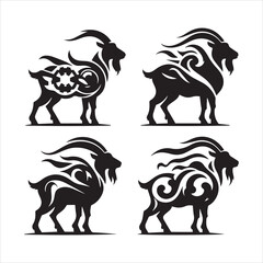 create goat Silhouette Vector with white background