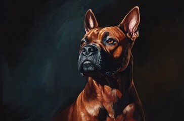Detailed high-definition portrait of an American Staffordshire Terrier with a shiny coat