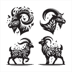 create goat Silhouette Vector with white background