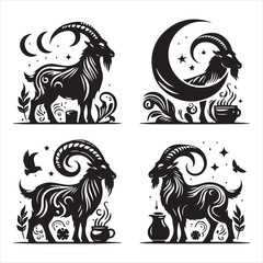 create goat Silhouette Vector with white background