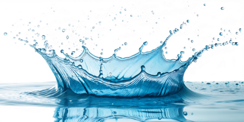 blue water wave splash on white background.PNG.AI GENERATED
