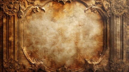 Ornate vintage frame with baroque design and rustic texture