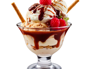 Ice Cream Sundae, transparent background, isolated image, generative AI 