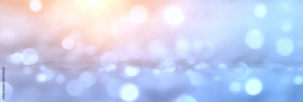 Poster soft bokeh lights background with defocused effect in blue and peach