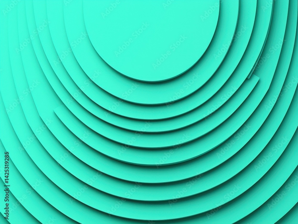 Aufkleber abstract circular layered background in soft teal tones and shapes