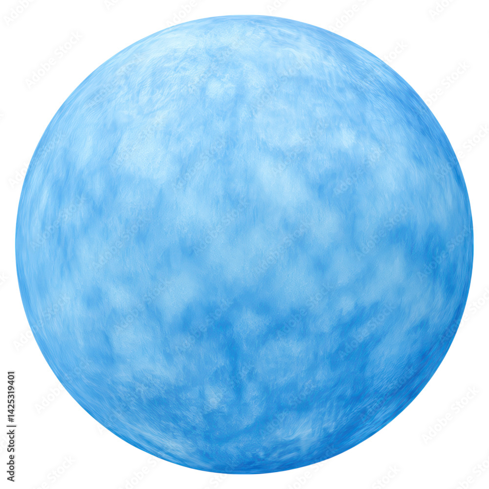 Poster blue abstract sphere with soft texture and shimmering surface, isolated on transparent background.
