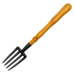 Fototapeta premium Vintage Gardening Fork with Wooden Handle, isolated on transparent background.