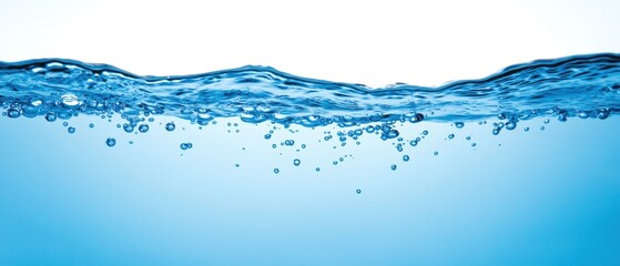Glimmering Surface of Fresh Blue Water with Bubbles and Light Reflections