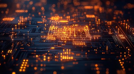 Illuminated Circuit Board Abstract