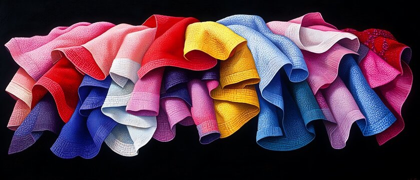 Colorful Fabric Drape on Black Background