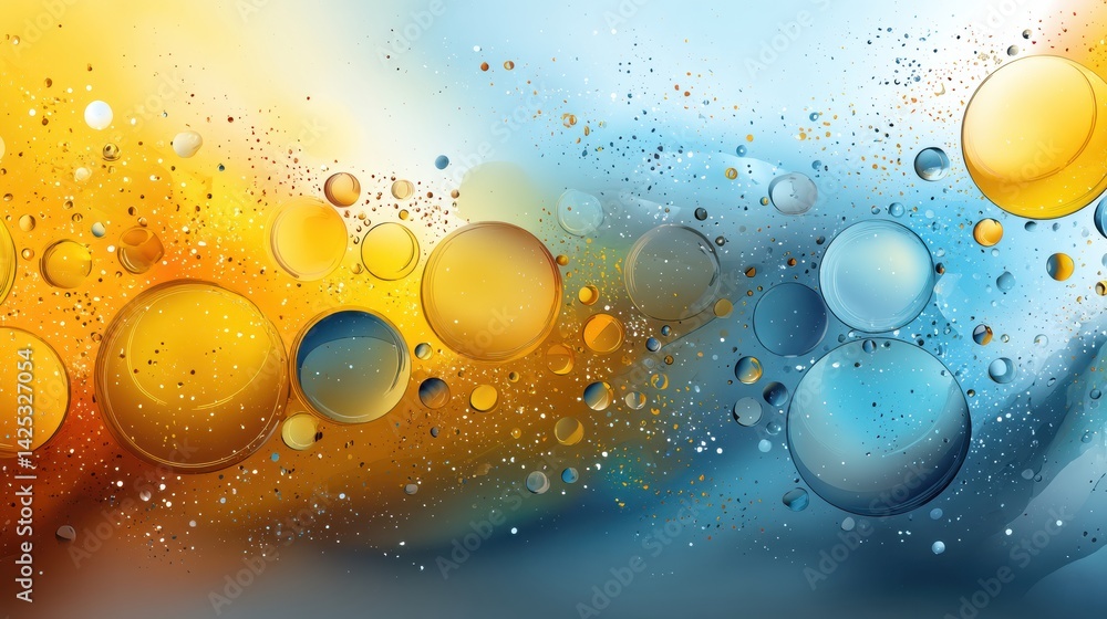 Poster Abstract Background With Oil Drops and Smooth Colors Creating Visual Depth and Clean Space for Typography or Design