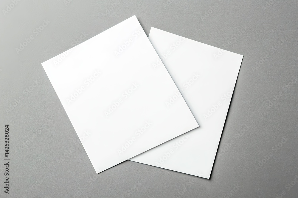 Poster two pristine white envelopes positioned on a smooth gray surface. showcasing their clean design and 