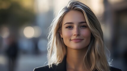 Obraz premium Elegant Senior Woman with Blonde Hair and Blue Eyes
