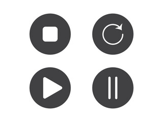 play, off button vector icon set