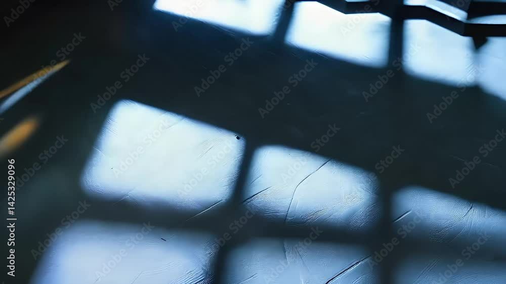 Poster abstract blue light and shadow texture background featuring window pane shadows on a textured surfac