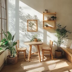 Minimalist Wooden Table and Chairs Set in Modern Room