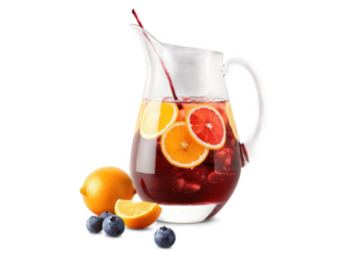 Sangria A fruity wine punch made with red wine, citrus fruits, berries, and a splash of brandy. The drink is