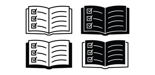 Planner Book Icon Black and White Color Checklist Notebook Vector Design