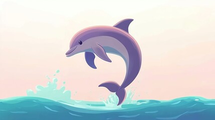 Fototapeta premium Playful dolphin leaping above ocean waves