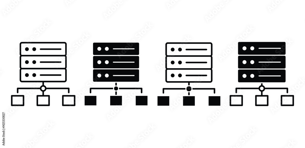 Poster proxy server network icon black and white vector graphic design