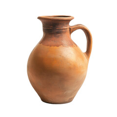 Clay brown jug isolated on transparent background.