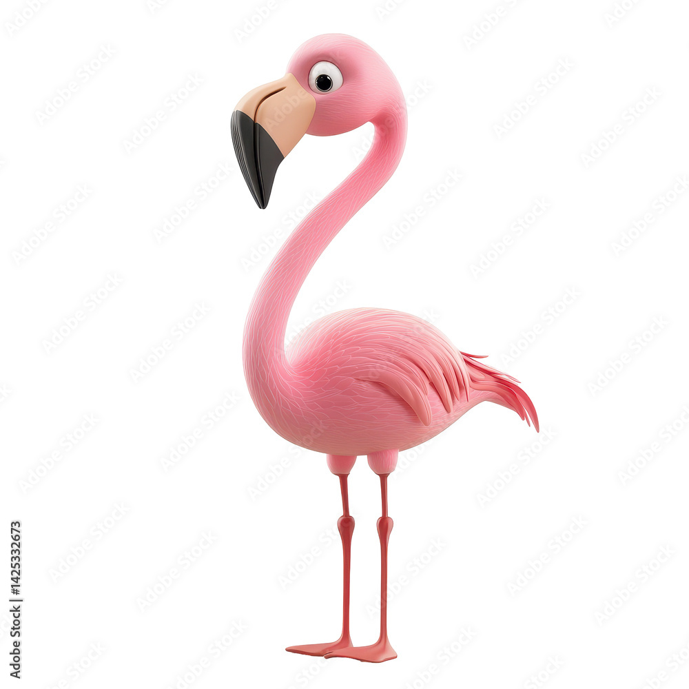 Aufkleber flamingo character standing gracefully with a playful expression in a colorful design