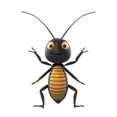 Fototapeta premium Cartoon insect with a friendly smile and bright colors in a playful pose on a plain background