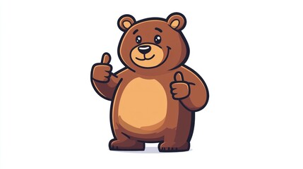 Obraz premium Cute brown bear giving thumbs up