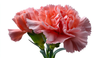 Carnation flower pink on white background isolated white background