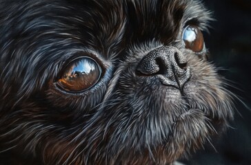 Lifelike close-up of an Affenpinscher, defined muscles, glossy coat