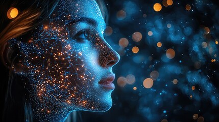 Ethereal Glow: Woman's Portrait with Illuminated Background