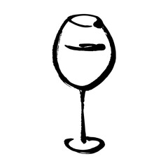 筆タッチのワインの線画イラスト