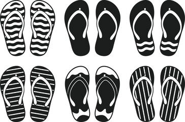 Flip Flop Silhouette Vector Set – Summer Beach Sandals Illustration