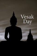 Silhouette of buddha for vesak day.