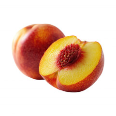Fresh Whole and Sliced Peach Fruit Transparent Background